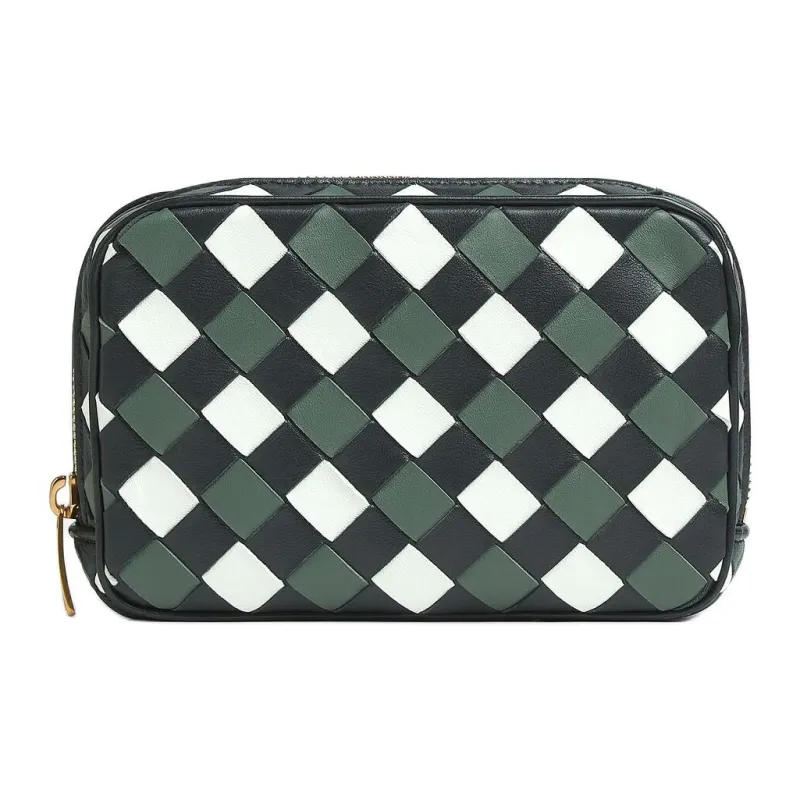 Bottega Veneta Cow Leather Clutch Trumpets Women's Stone Gray & Glacier Blue & Aloe Vera Green-0