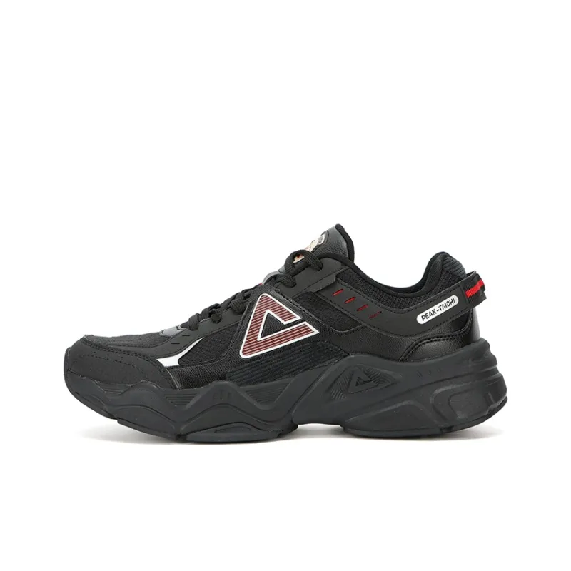 PEAK Classic Heritage Taichi Source Awakening Cushioning Height Increasing Low Top Chunky Sneakers Men's Black/Red-1