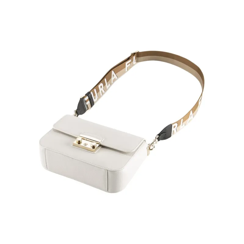 Furla Metropolis Collection Textured Calfskin Shoulder Bag, Crossbody Bag Trumpets Women's White-4