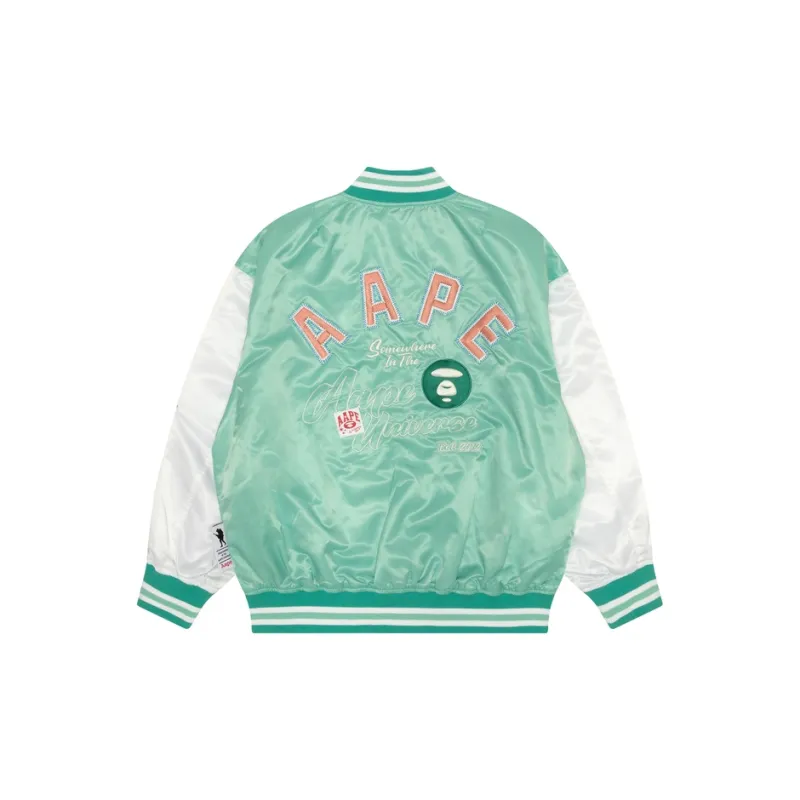 Aape Logo embroidered Satin Varsity Jacket-1