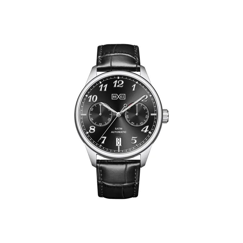 BEXEI Dual-Pupils Collection Automatic Mechanical Movement Rubber Strap Watch Men's Watches Black Dial BX9167-0