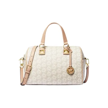 MICHAEL KORS Grayson Artificial Leather Shoulder Bag, Crossbody Bag, Handbag Medium Size Women's Vanilla White