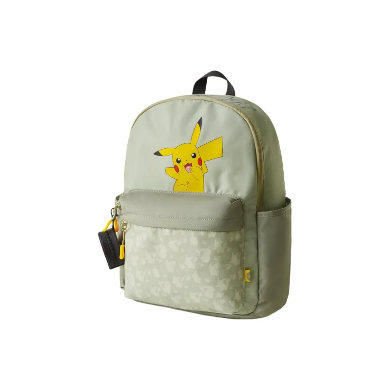 ZARA Pokémon Pikachu Collaboration Polyester Backpack Regular Unisex Khaki Green-2