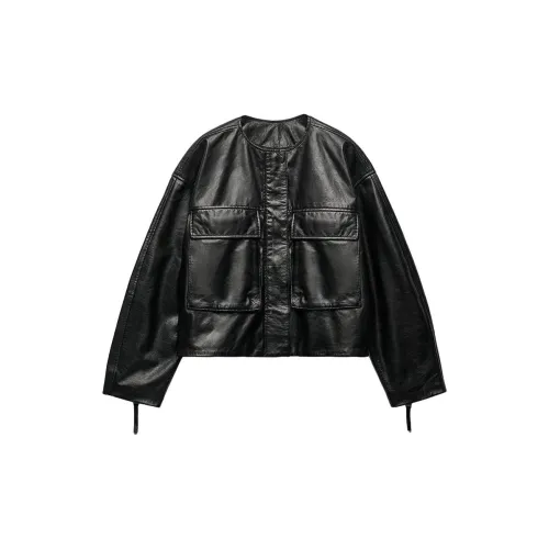 ZARA Leather Jackets Women's Black