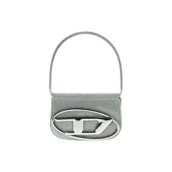 DIESEL Calfskin Handbag Shoulder Bag Crossbody Bag Unisex Silver