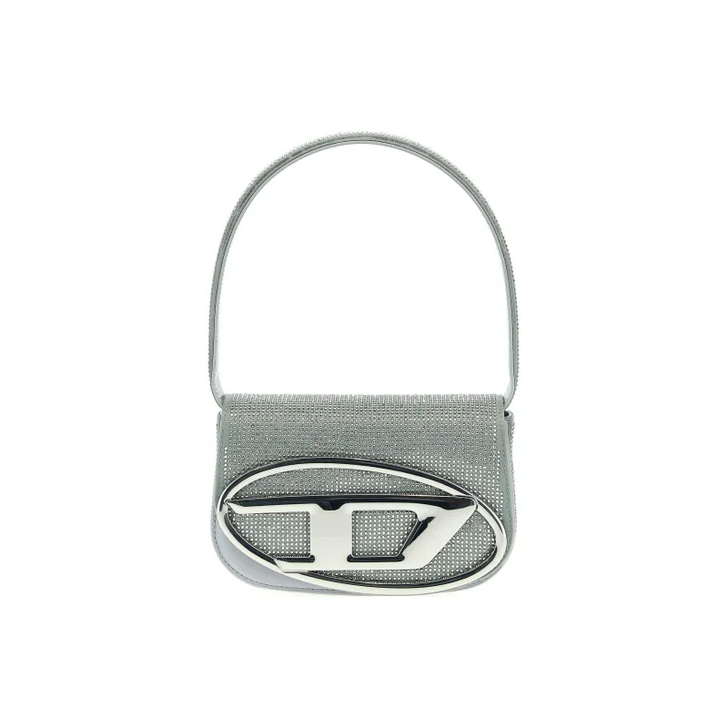 DIESEL Calfskin Handbag Shoulder Bag Crossbody Bag Unisex Silver-0