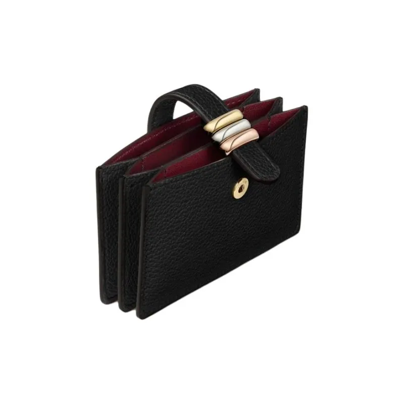 CARTIER Trinity Series Grain Cow Leather Wallet, Card Holder Women's Black-2