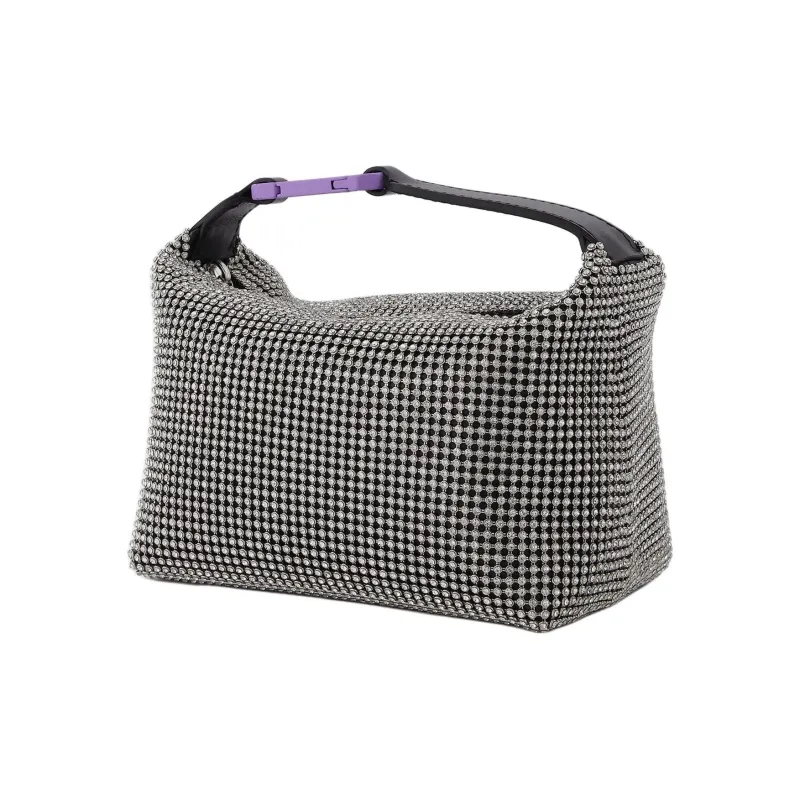 Eera Smooth Calf Leather Handbag Women's Silver & Black-1