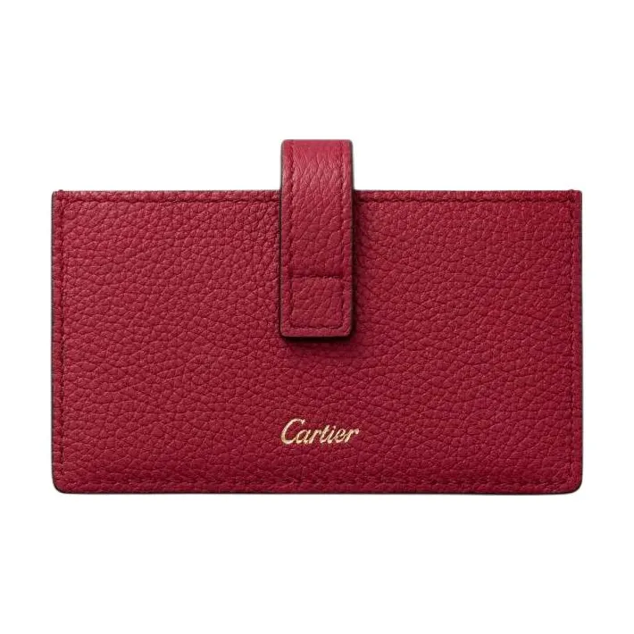 CARTIER Trinity Series Textured Calfskin Card Holder Women's Red-1