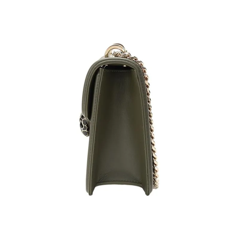 BVLGARI Serpenti Diamond Blast Leather Backpack Shoulder Bag Women's Jasper-1