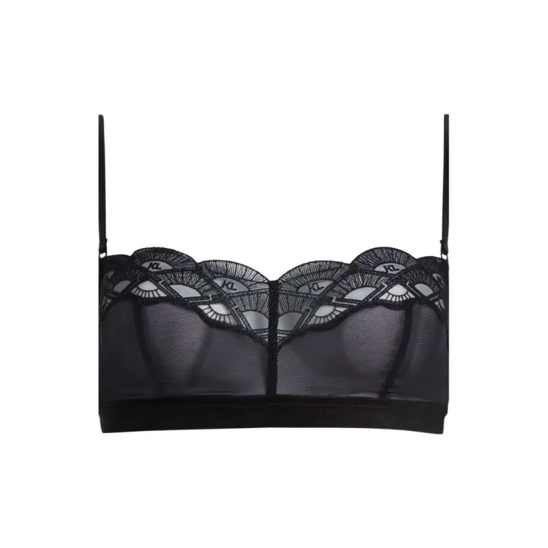 KARL LAGERFELD / Karl Lagerfeld Jeans Logo embroidered Lace Bralette-0