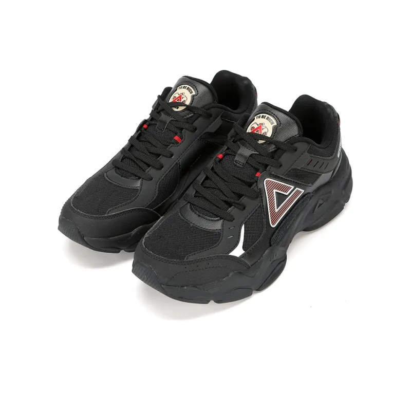 PEAK Classic Heritage Taichi Source Awakening Cushioning Height Increasing Low Top Chunky Sneakers Men's Black/Red-4