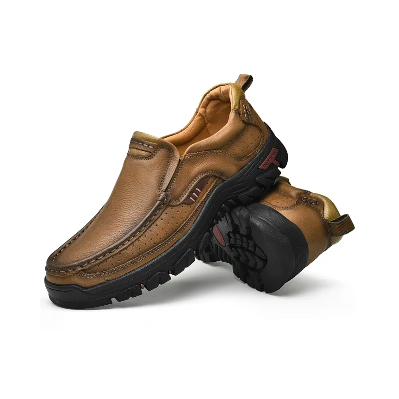 Laoks Men's Casual Shoes Men Low Top Khaki/Dark Brown/Black-4