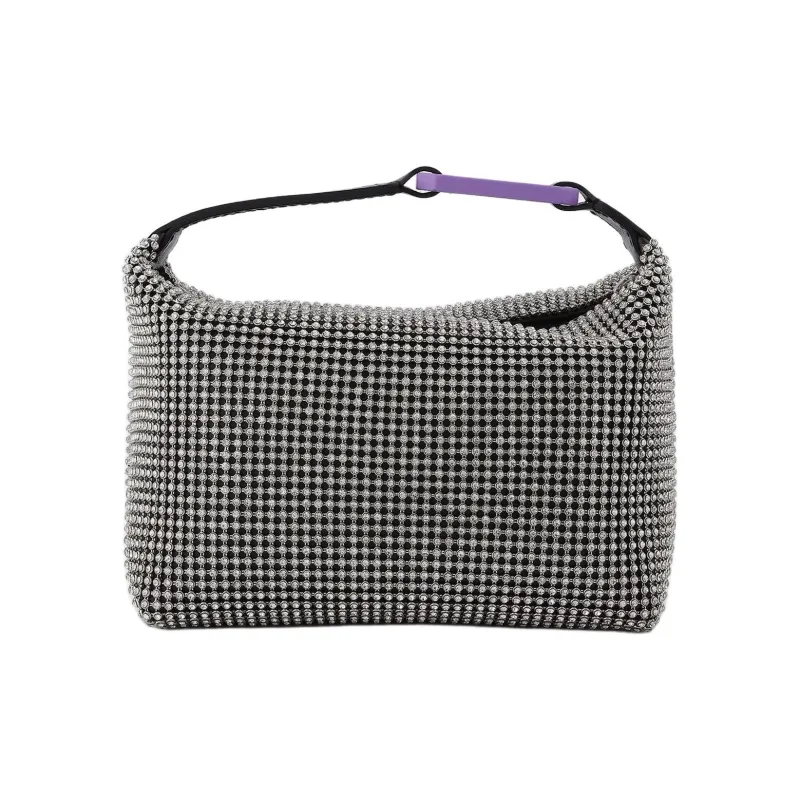 Eera Smooth Calf Leather Handbag Women's Silver & Black-2