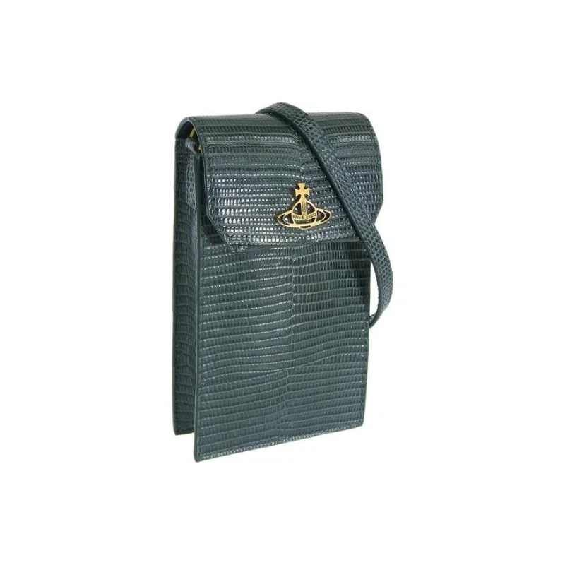 Vivienne Westwood Leather Shoulder Bag, Crossbody Bag, Cell Phone Pouch Unisex Green-1