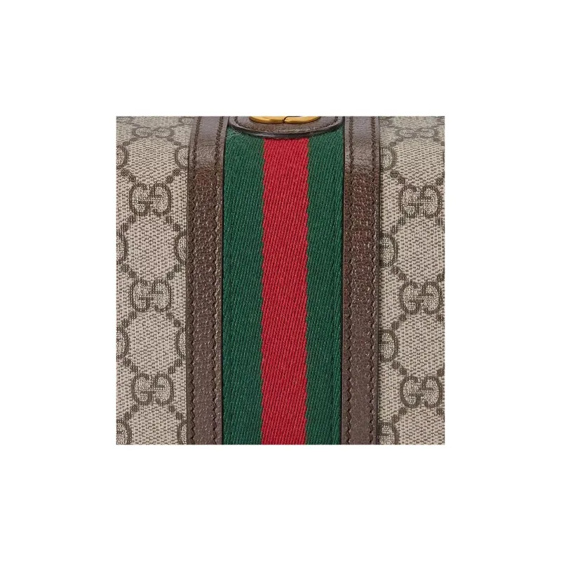 GUCCI Canvas With Leather Makeup Bag Men's Beige & Ebony-7