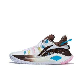 LiNing CJ 2 Donut Cushioning Lightweight Rebound Low Top Basketball Shoes Men's White Brown