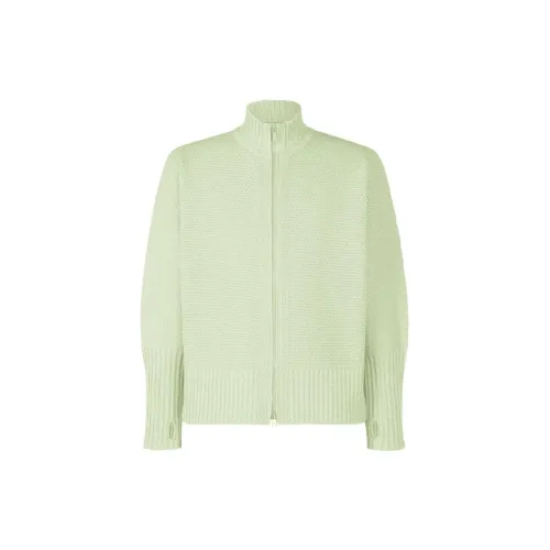 Homme Plissé Issey Miyake Rustic Knit Jackets Coats Men's Light Emerald Green