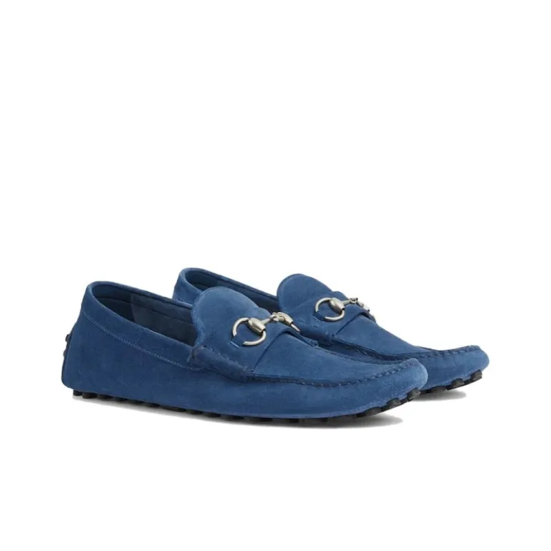 GUCCI Horsebit Beanie Shoes Men's Blue-1