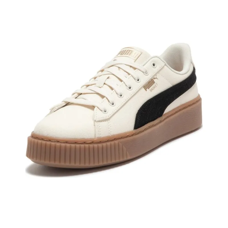 PUMA Basket Platform Canvas 'Beige Black' Women's-2