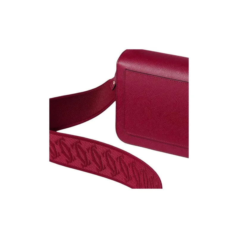 CARTIER C De Cartier Collection Textured Calfskin Shoulder Bag Crossbody Bag Cherry Red-4