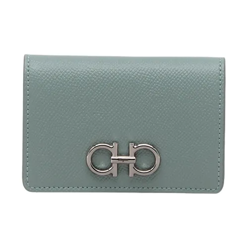 FERRAGAMO GANCINI Cow Leather Wallet, Card Holder Women's Light Olive Green