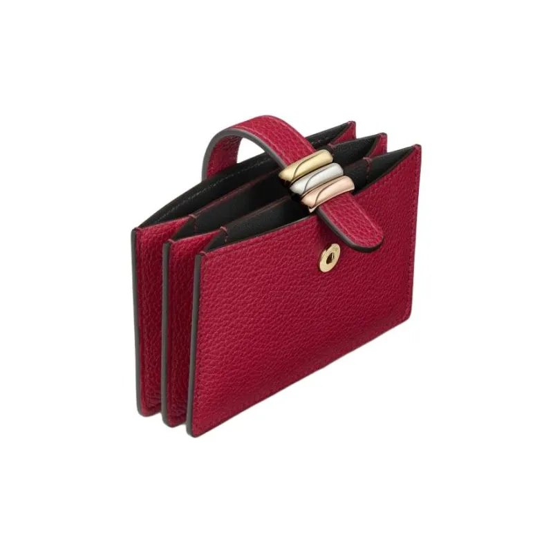 CARTIER Trinity Series Textured Calfskin Card Holder Women's Red-2