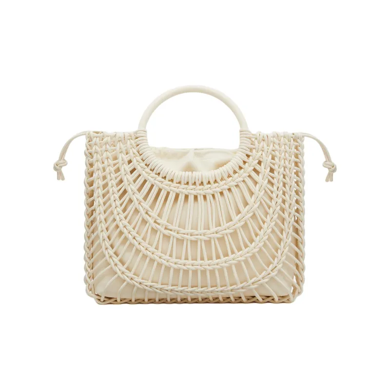Valentino Leather Tote Bag Shopping Bag Handbag Women's Ivory White-3