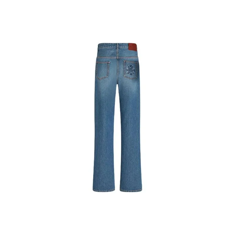 ETRO High Waist Pegaso Embroidered Wide Leg Jeans-1