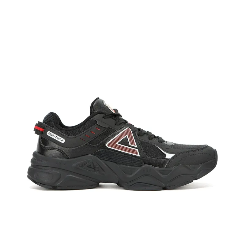 PEAK Classic Heritage Taichi Source Awakening Cushioning Height Increasing Low Top Chunky Sneakers Men's Black/Red-2
