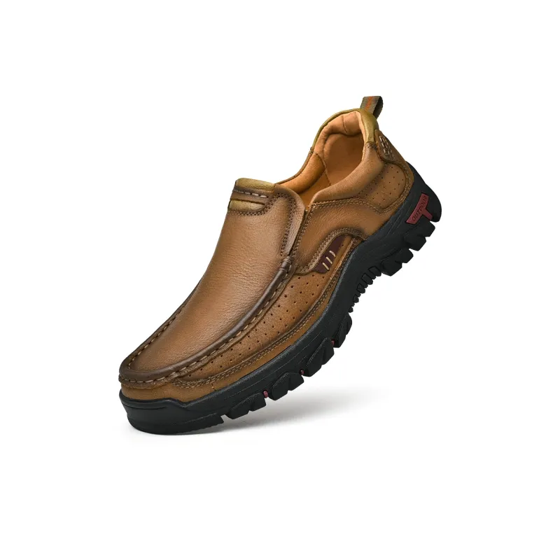 Laoks Men's Casual Shoes Men Low Top Khaki/Dark Brown/Black-3