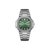 HBR8021-White Case Green Dial White Steel Band