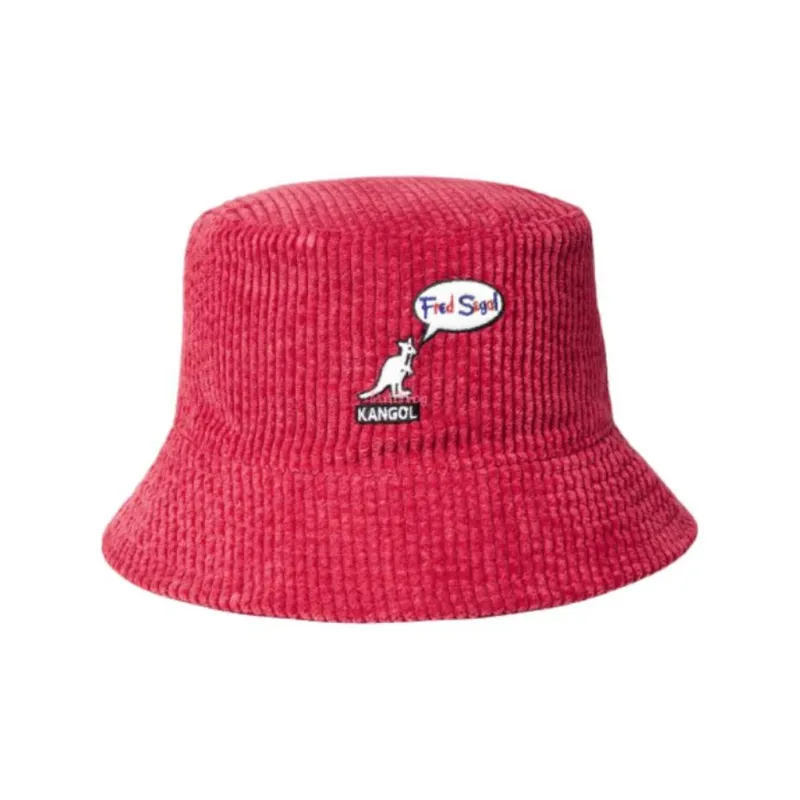 KANGOL Cotton Polyester Canvas Corduroy Bucket Hats Unisex Black/Red-3