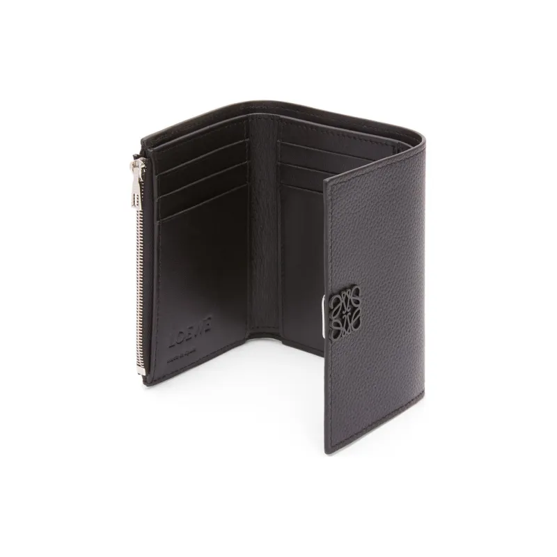 LOEWE Anagram Pebbled Calfskin Card Holder Wallet Small Size Women's Black-2