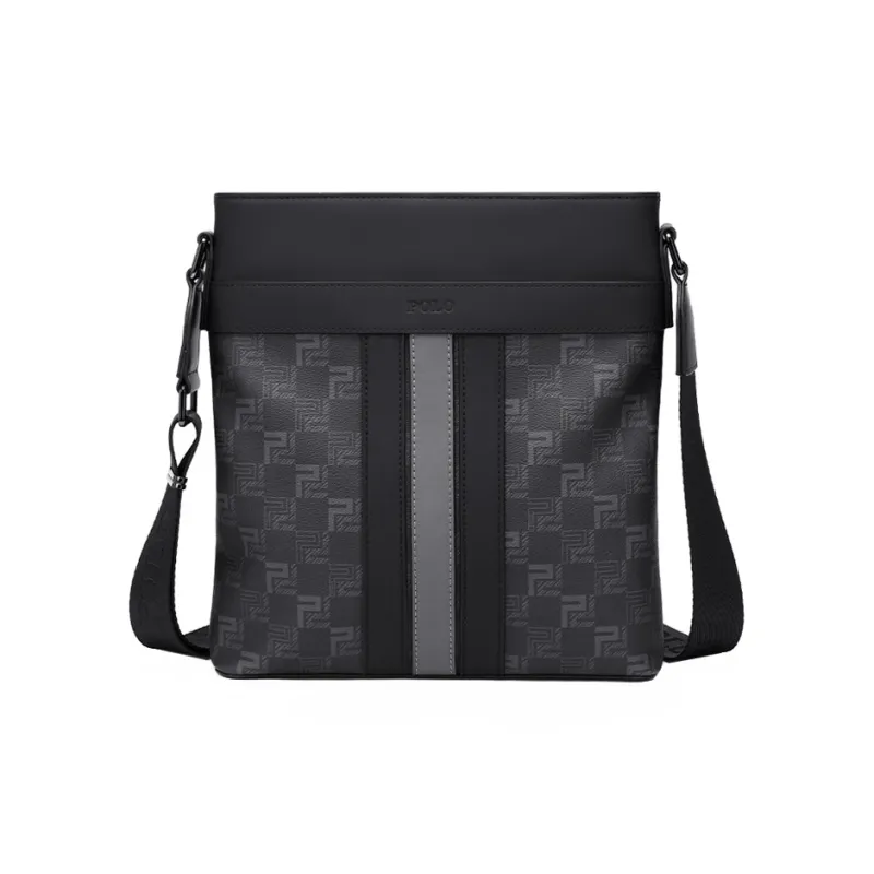 POLO PVC Crossbody Bag Medium Size Men's Black-1
