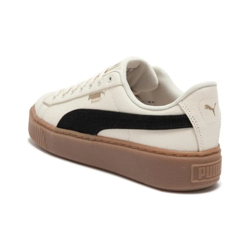 PUMA Basket Platform Canvas 'Beige Black' Women's-4