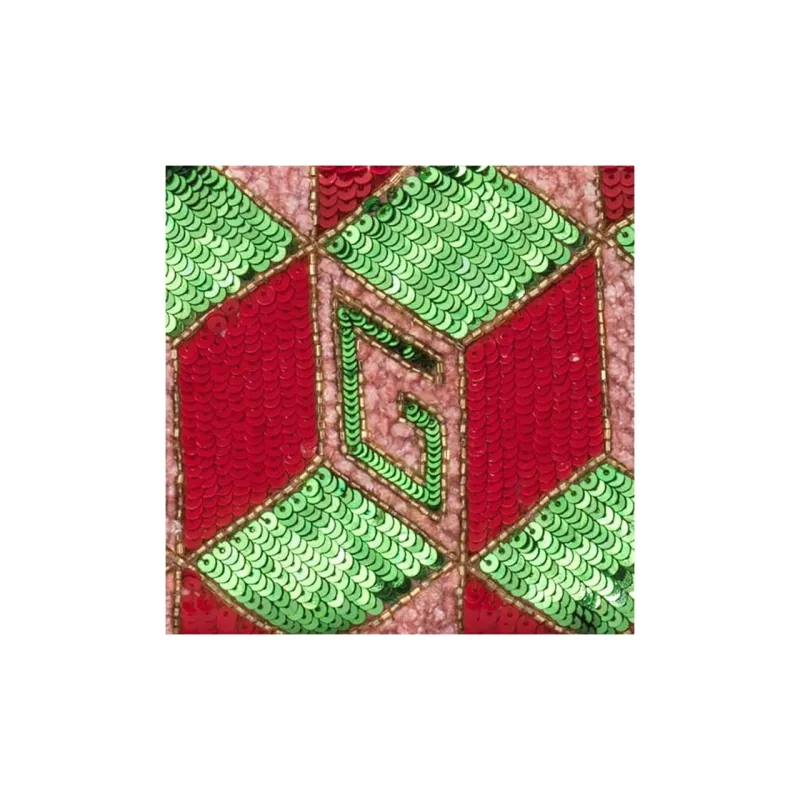 GUCCI Broadway Sequins Embroidery Cloud Pattern Fabric Evening Party Clutch Small Size Women's Red & Multicolor-7