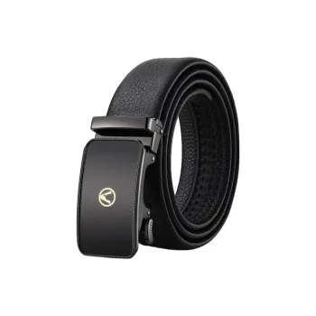AUGTARLION Business Automatic Buckle Pant Belt Top Grain Cow Leather Leather Belts Men's Black Width  3.5cm