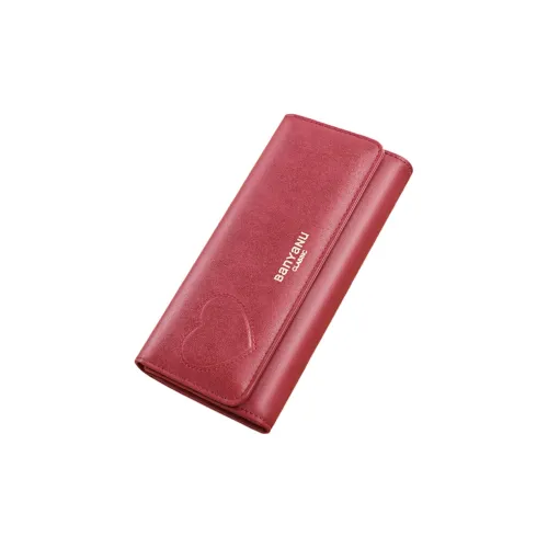 Banyanu Cow Leather Clutches Wallets Regular Women's Glamour Purple/Burgundy/Elegant Black/Fashion Brown/Rogue Red