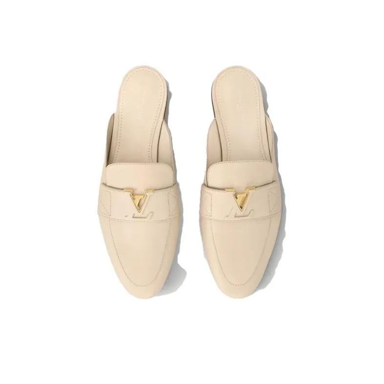 LOUIS VUITTON Capri Quiet Closed Toe Slippers Women's White-3