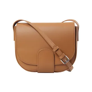 YOCAMU Cow Leather Commuter Bag Saddle Bag Crossbody Bag Shoulder Bag Medium Size Women's Milk Tea Brown/Khaki/Black