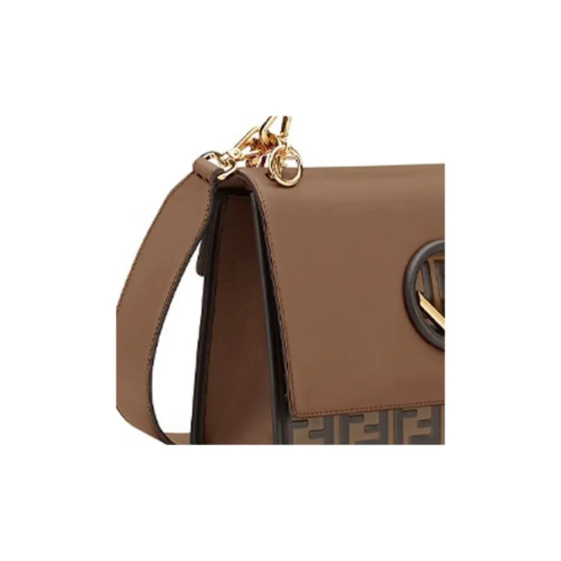 FENDI Kan I Cow Leather Crossbody Handbag Shoulder Bag Women's Chocolate-4