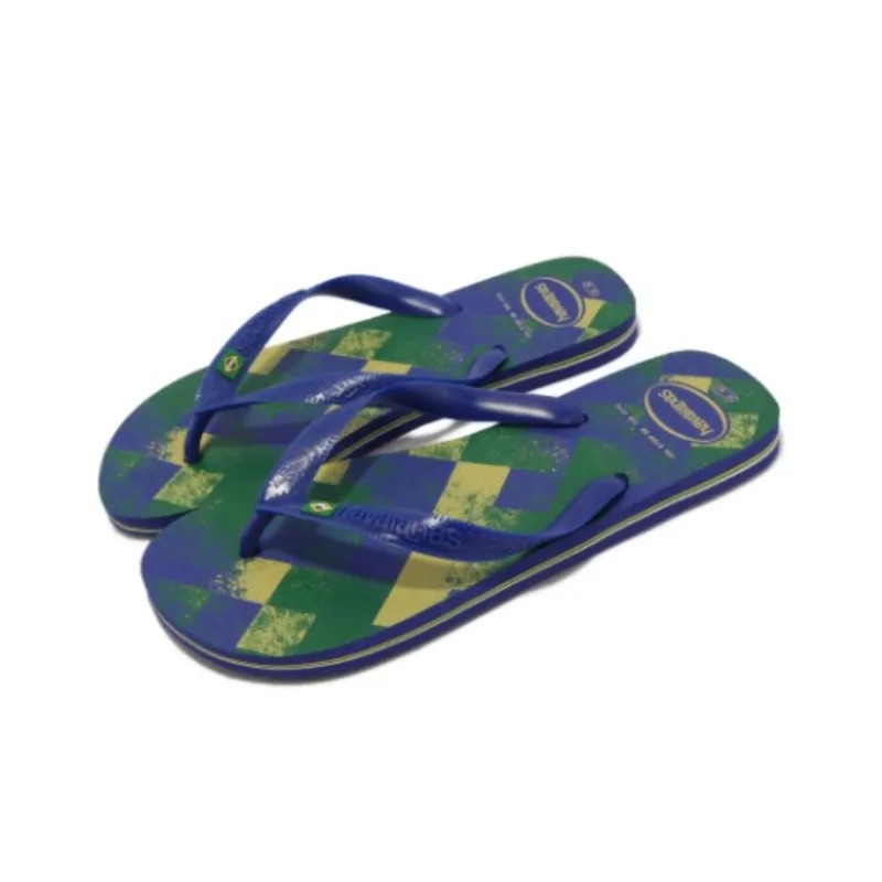 Havaianas Rubber Sole Flip Flops Men's Blue Yellow Green-2