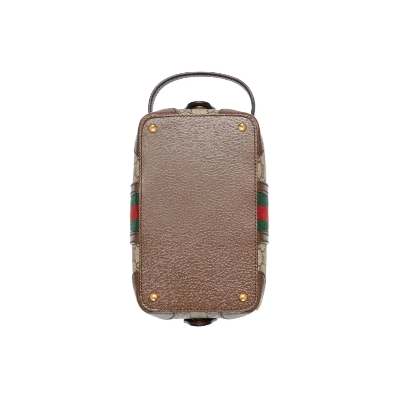 GUCCI Canvas With Leather Makeup Bag Men's Beige & Ebony-6