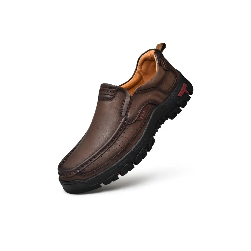 Laoks Men's Casual Shoes Men Low Top Khaki/Dark Brown/Black-8