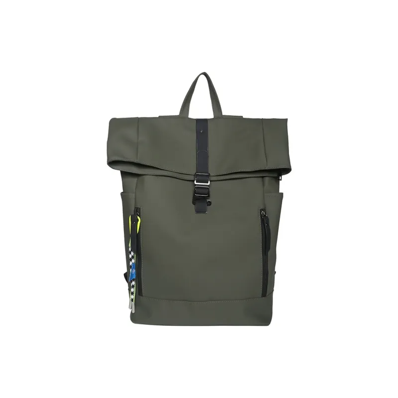 Deli Bear Nylon Carry Backpack Regular Unisex Gray/Black/Green-4