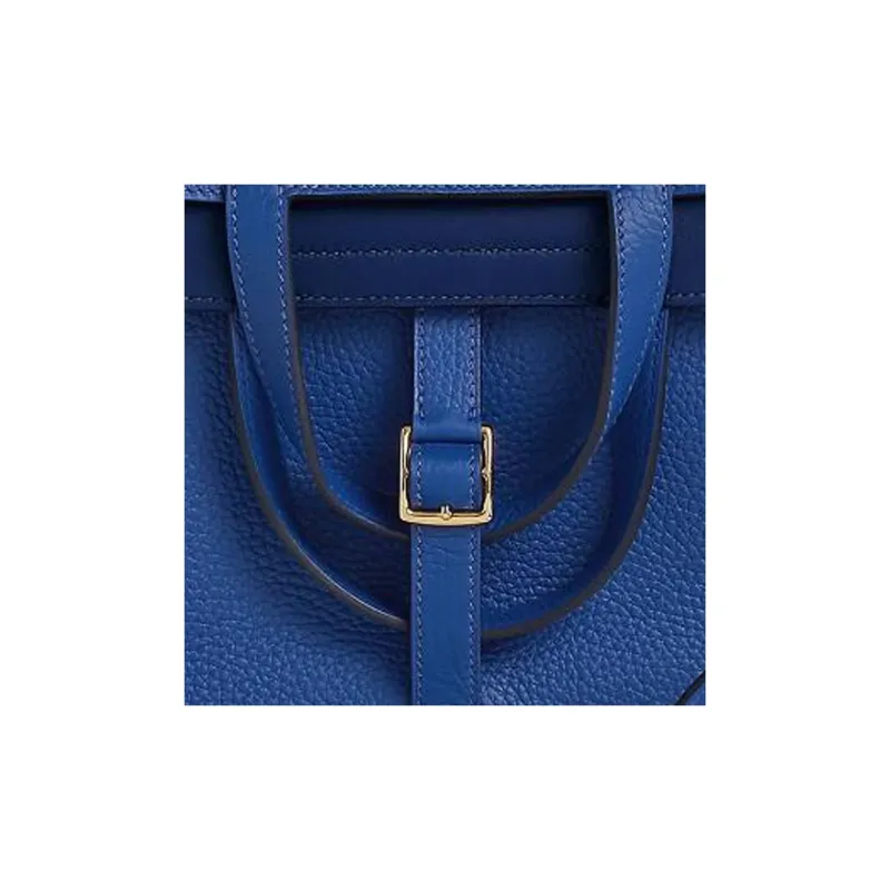 HERMES Halzan Clemence Bullock Leather Horse Shoe Bag Handbag Shoulder Bag Crossbody Bag Women's Dark Blue-4