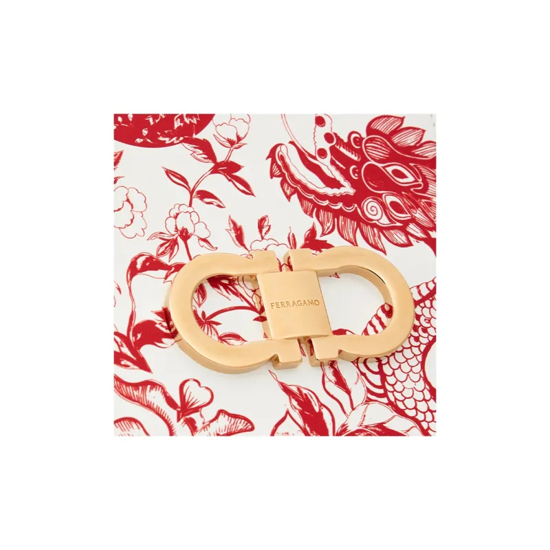 FERRAGAMO GANCINI Cow Leather Cell Phone Pouch Shoulder Bag Crossbody Bag Wallet Women's White & Red-5