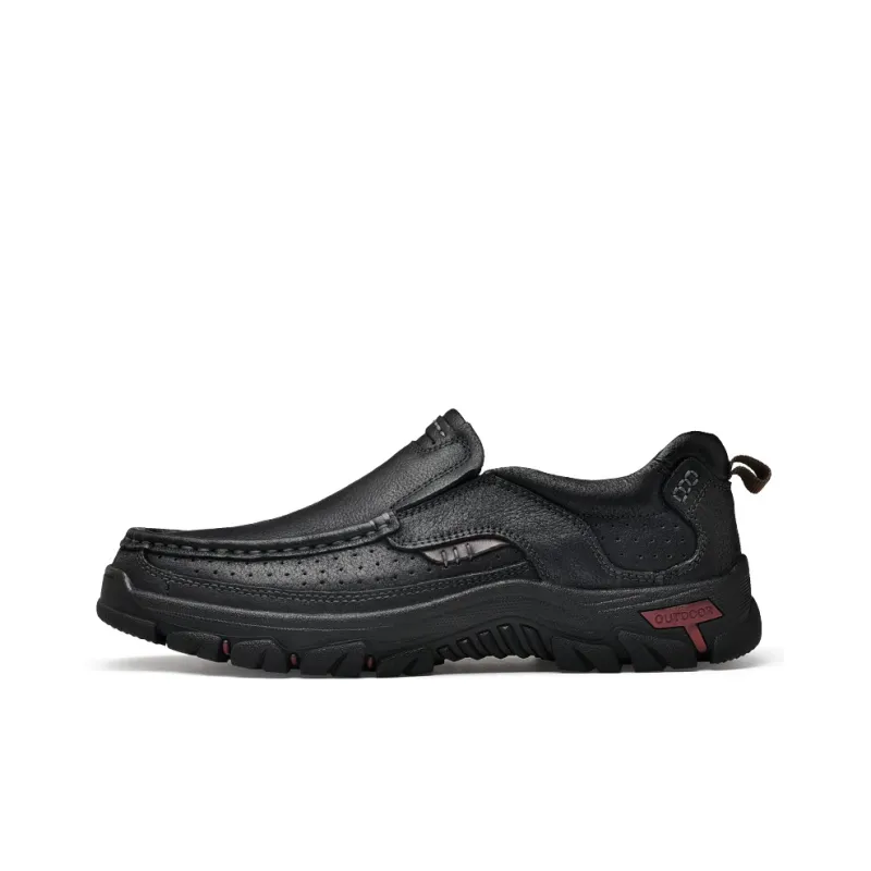 Laoks Men's Casual Shoes Men Low Top Khaki/Dark Brown/Black-10
