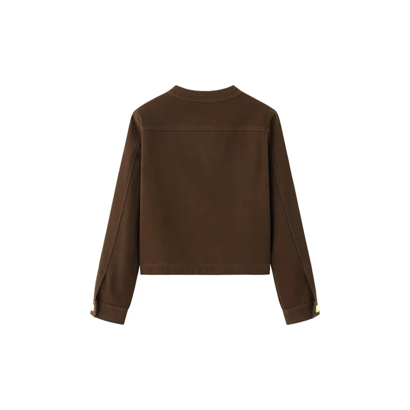 Luqingyi Denim Jacket Women's Coffee Brown-1